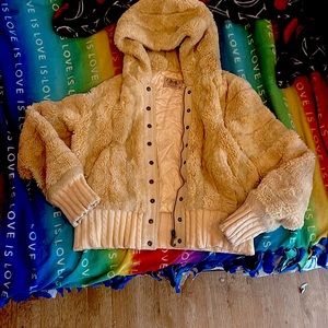 Juicy couture medium size  fur jacket with zipper and button and pockets
